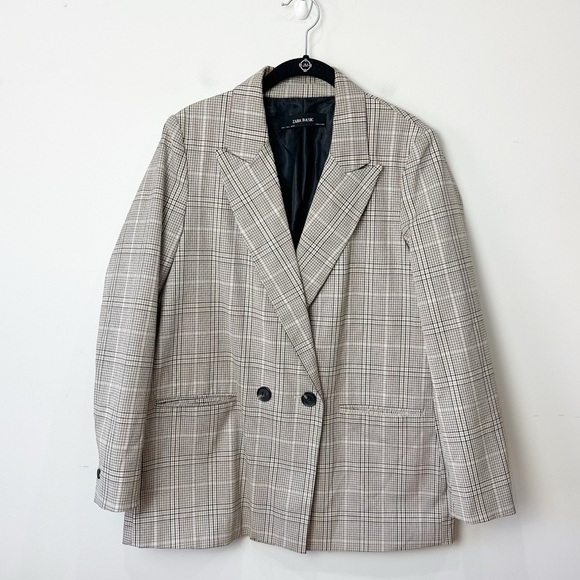 Zara Jackets & Blazers - Zara Plaid Double-Breasted Blazer